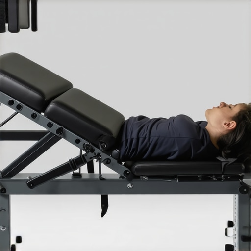 A professional-grade inversion table used for relieving back pain and improving spinal mobility.