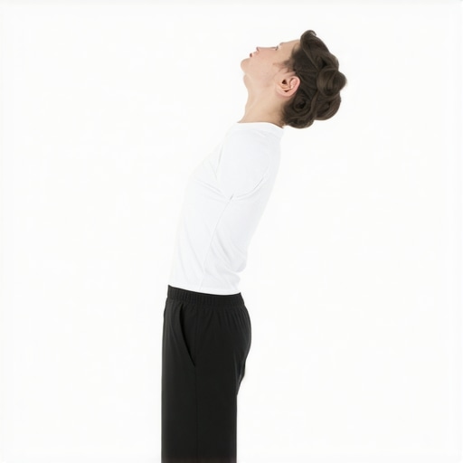 Neck Realignment Wall Drill Person performing a cervical wall drill to fix neck clicking and improve posture.