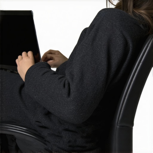 Proper Lumbar Roll Placement for Posture Person using a lumbar roll in an office chair to maintain spinal alignment.