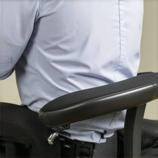 Proper Lumbar Support Placement A person using a lumbar roll for spinal support in an office chair