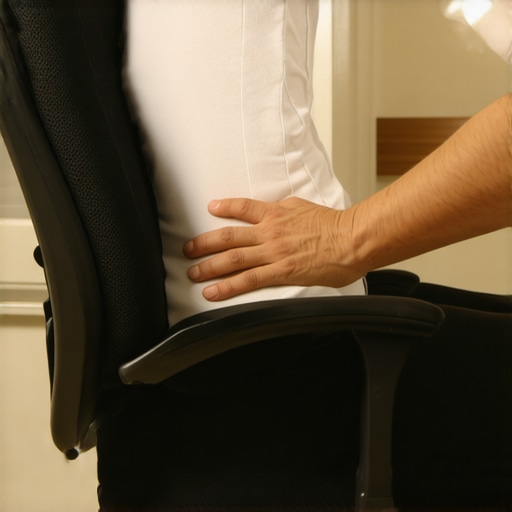 Small lumbar roll used in an office chair for back support
