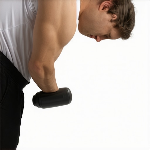 Proper massage gun technique for lower back relief Using a massage gun on hip muscles to relieve back pain