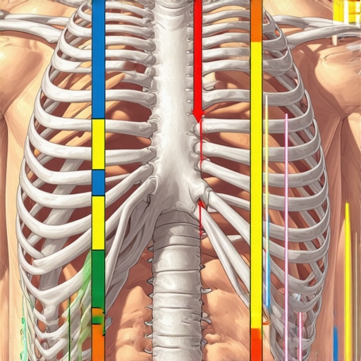 Rib Cage and Diaphragm Mechanics Diagram of human rib cage and diaphragm expansion during breathing.