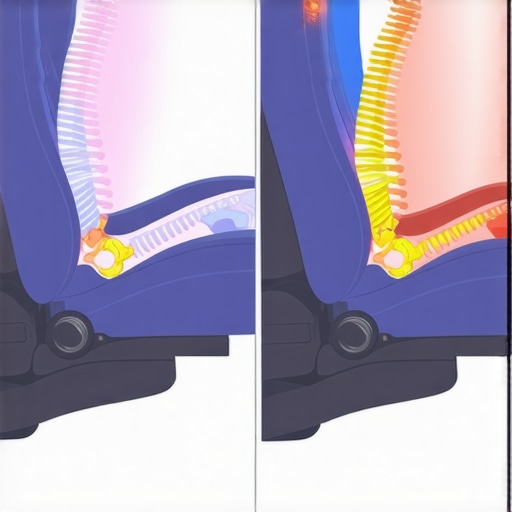 Rigid vs Neutral Driving Posture Comparison Diagram showing the difference between a rigid 'over-braced' core and a healthy neutral driving position for spinal health.