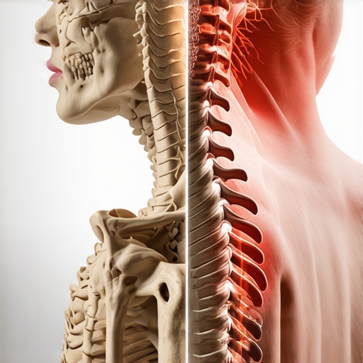 Rigid vs Relaxed Spinal Posture Comparison Illustration of a human spine showing the difference between forced rigid posture and healthy natural alignment.