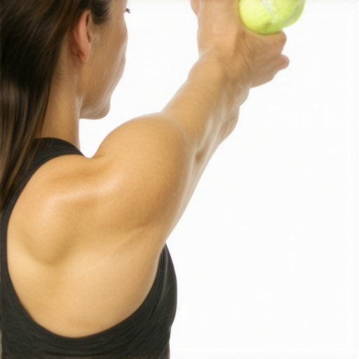 Self-Massage with Tennis Ball for Back Relief Person using a tennis ball for trigger point therapy on their thoracic spine.
