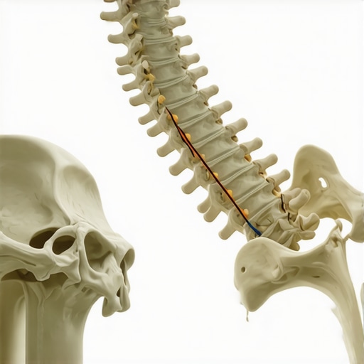 Anatomical diagram illustrating how pelvic tilt causes hamstring tension and neck misalignment.