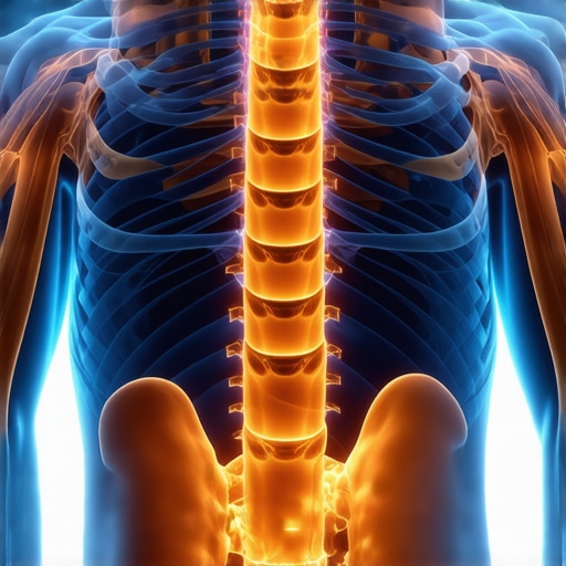 Spinal Stability and Ribcage Mechanics Anatomical view of the human spine and ribcage demonstrating the link between breathing and core stability.