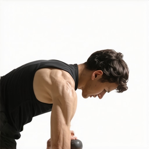 Person using a lacrosse ball against a wall for upper back and neck pain relief.
