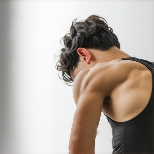 Targeted Myofascial Release with a Mobility Ball A person using a firm mobility ball against a wall to release tension in the upper back and shoulder blades.