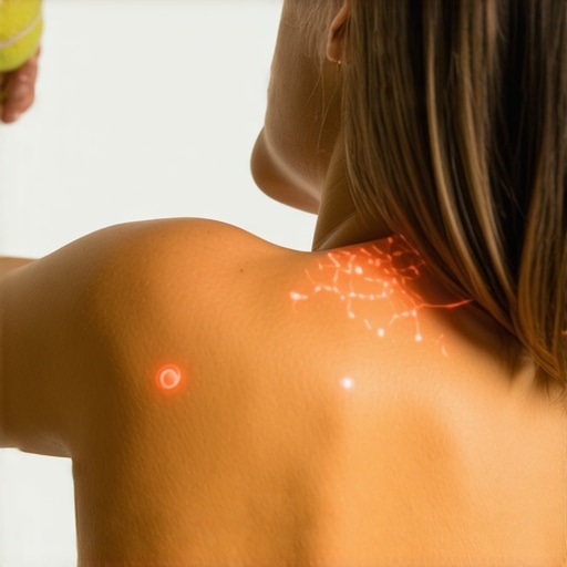 Tennis Ball Trigger Point Therapy Man using a tennis ball against a wall for back pain relief