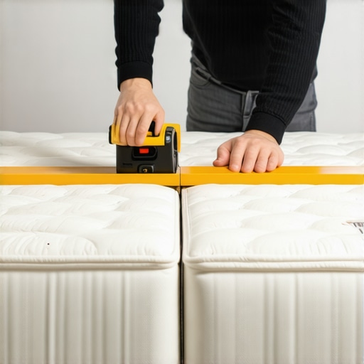 Testing mattress sagging with a level A person measuring a mattress dip using a level to identify loss of spinal support.