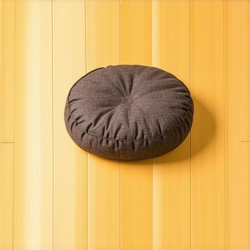 Buckwheat Zafu and Zabuton cushions on a wooden floor for ergonomic sitting