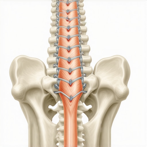 The Human Kinetic Chain and Spinal Tension Anatomical diagram showing the link between pelvic alignment and neck mobility.