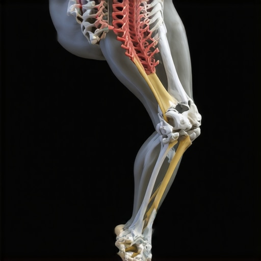 Diagram illustrating how foot impact and gait misalignment affect the lumbar and cervical spine.