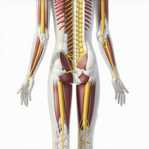 Anatomical illustration showing how the brain coordinates muscle firing to protect the spine.