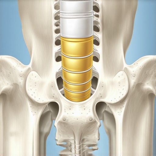 Diagram of pelvis and lumbar spine showing how hamstring tension relates to back stability