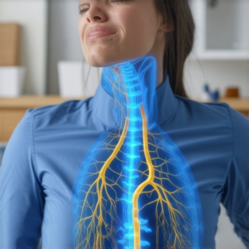 An illustration showing a person stretching their neck with an overlay of the nervous system to represent neural tension.