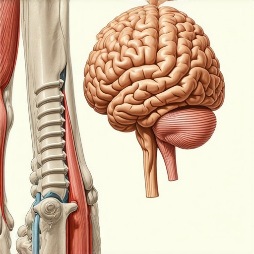 The Neurological Guarding Response in the Spine A detailed diagram of the nervous system protecting the lumbar spine through muscle tightness.