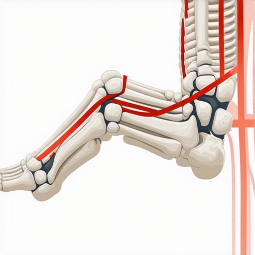 Anatomical diagram showing how foot arch issues travel up the spine to cause neck pain.