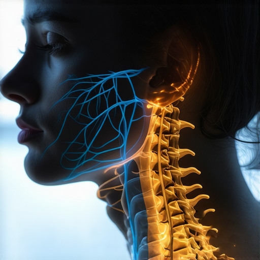 Diagram illustrating how vision and breathing affect neck and spinal health.