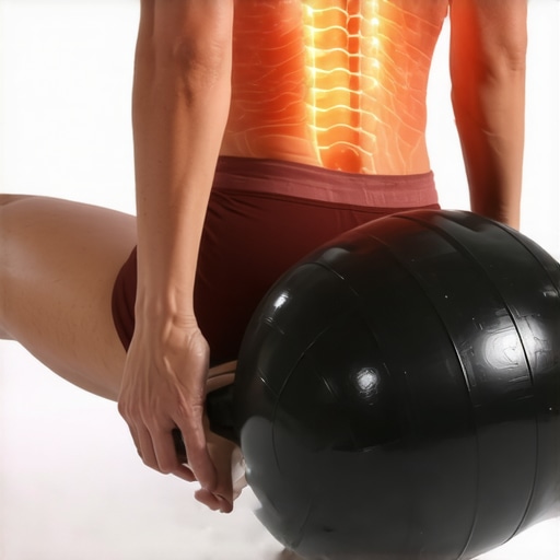 A person incorrectly using a foam roller on the lumbar spine causing potential irritation.