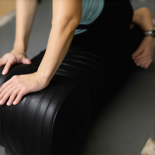 Thoracic Spine Foam Rolling Technique Person demonstrating the correct way to use a foam roller for upper back mobility to relieve neck pain.
