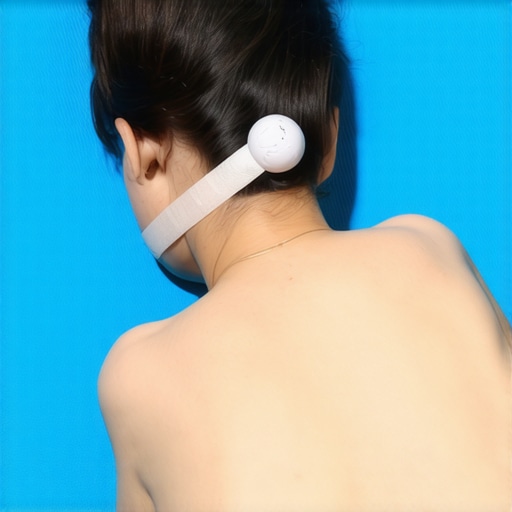 Person using a peanut massage tool on their mid-back for thoracic mobility.