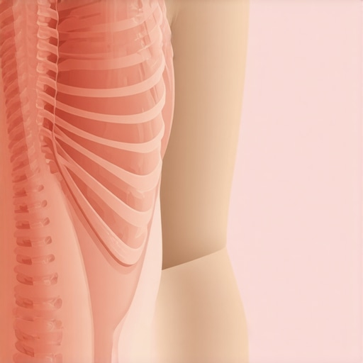 Anatomical diagram showing how sports bra compression affects ribcage expansion and spinal mobility.
