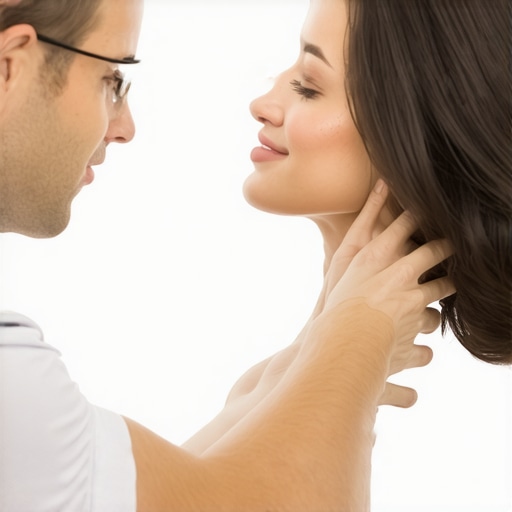 Thoracic spine adjustment for neck pain relief A chiropractor performing a gentle thoracic adjustment on a patient to relieve neck tension