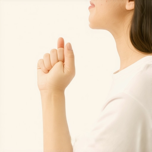 Visual recalibration exercise for neck dizziness A person doing a target tracking exercise to help with cervicogenic dizziness and neck strain.